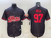 Men's San Francisco 49ers #97 Nick Bosa Black With Patch Cool Base Stitched Baseball Jersey,baseball caps,new era cap wholesale,wholesale hats